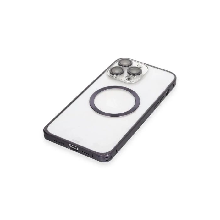 Joko iPhone 14 Pro Max Kılıf Metal Bumper Magneticsafe Kapak - Derin Mor