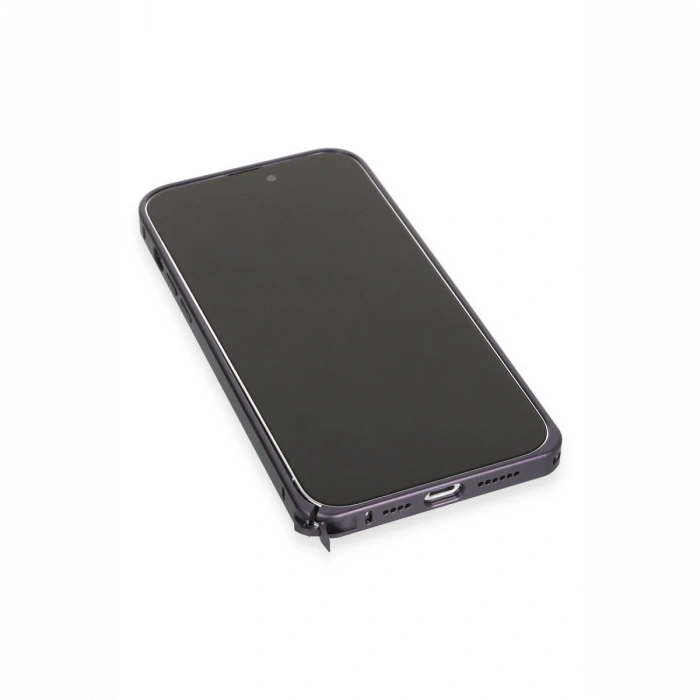 Joko iPhone 14 Pro Max Kılıf Metal Bumper Magneticsafe Kapak - Derin Mor