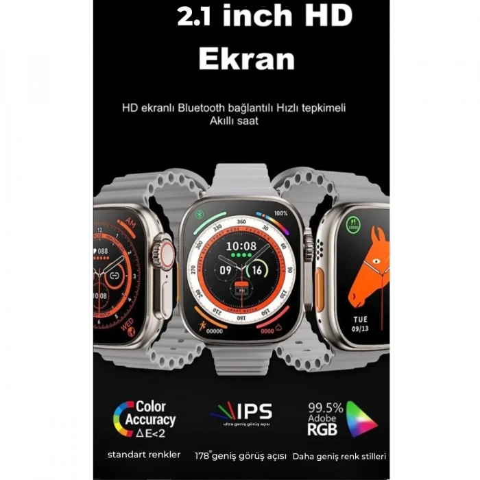 Ultra 8 2.1 inç IPS Ekran Konuşma ve NFC Özellikli Akıllı Saat