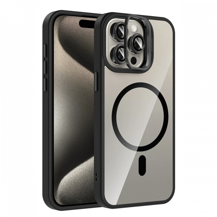 Joy Tekno Apple iPhone 14 Pro Max Remim Lensli Magsafe Standlı Kapak