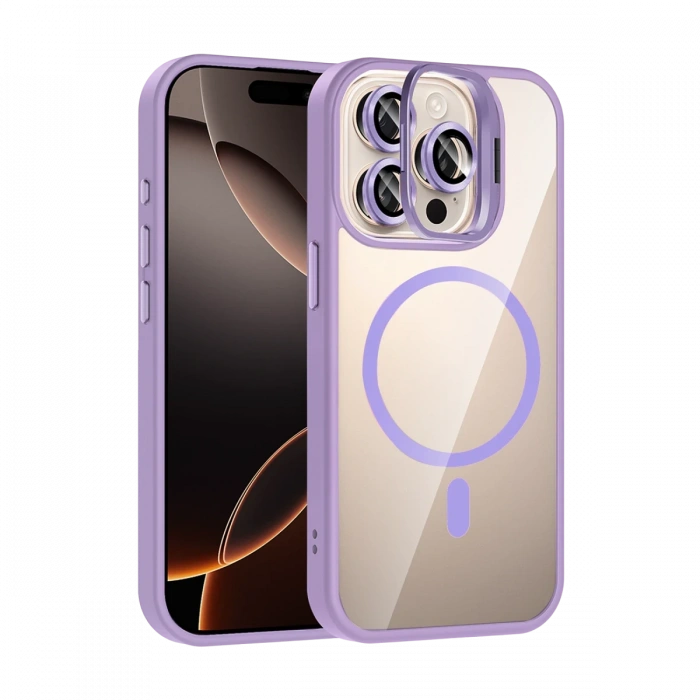 Joy Tekno Apple iPhone 14 Pro Max Remim Lensli Magsafe Standlı Kapak