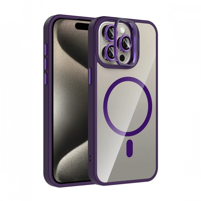 Joy Tekno Apple iPhone 14 Pro Max Remim Lensli Magsafe Standlı Kapak