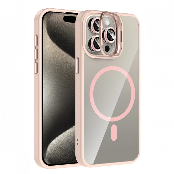 Joy Tekno Apple iPhone 14 Pro Max Remim Lensli Magsafe Standlı Kapak