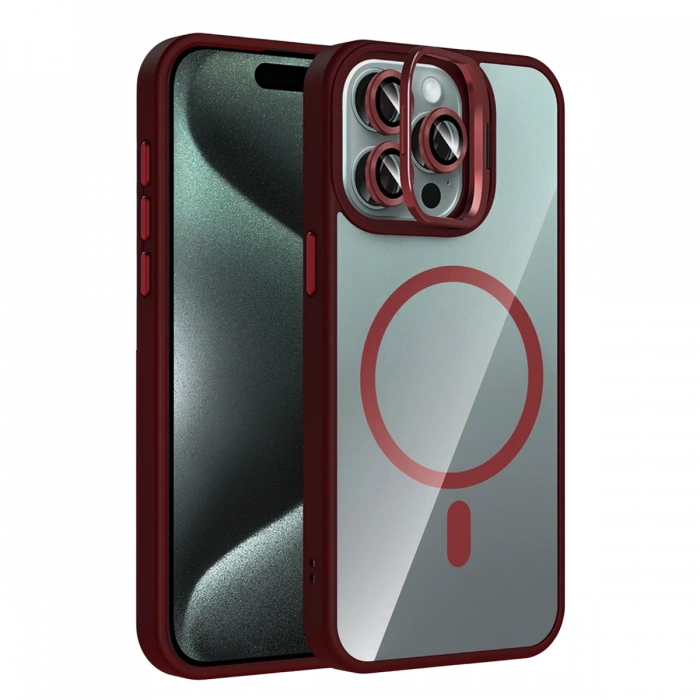 Joy Tekno Apple iPhone 14 Pro Max Remim Lensli Magsafe Standlı Kapak