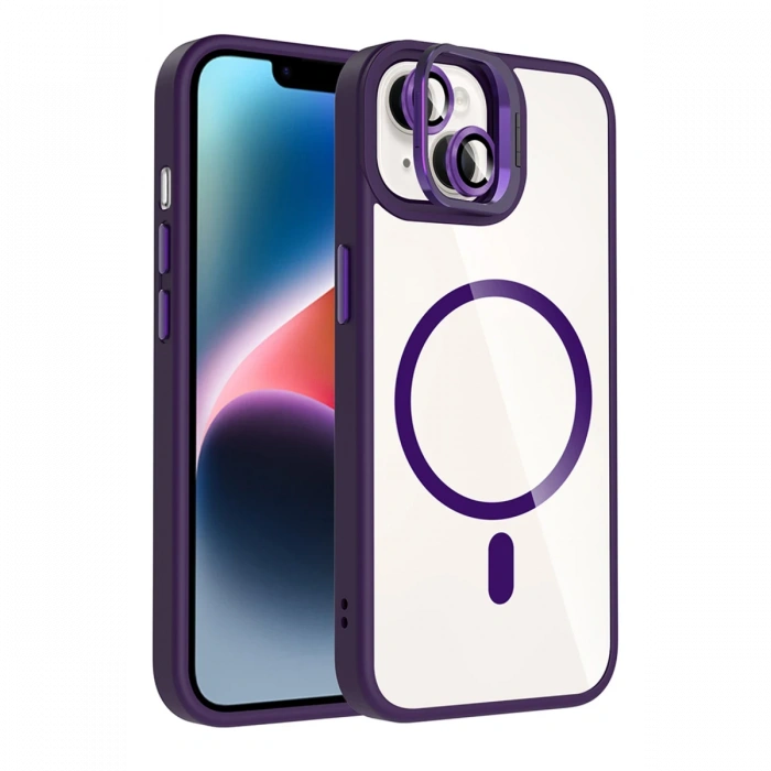 Joy Tekno Apple iPhone 14 Remim Lensli Magsafe Standlı Kapak