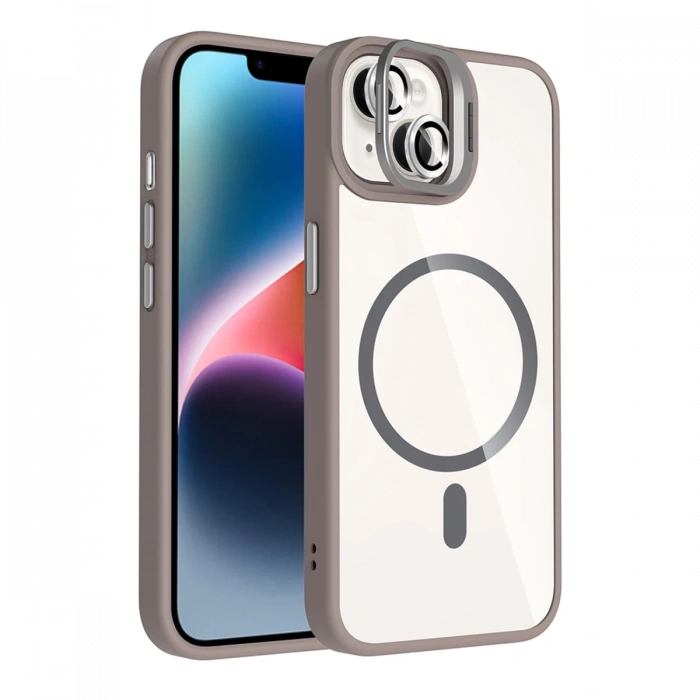 Joy Tekno Apple iPhone 14 Remim Lensli Magsafe Standlı Kapak
