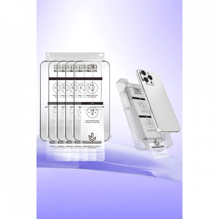 Joy Tekno Apple iPhone 15 Pro Bilvis 5in1 3D Magic Cam Ekran Koruyucu - Siyah