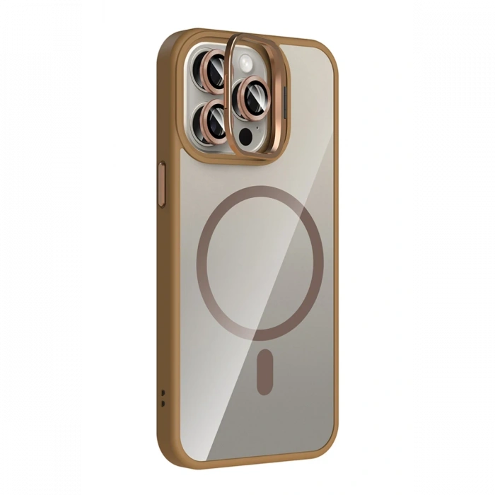 Joy Tekno Apple iPhone 15 Pro Max Remim Lensli Magsafe Standlı Kapak