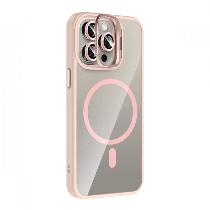 Joy Tekno Apple iPhone 15 Pro Max Remim Lensli Magsafe Standlı Kapak