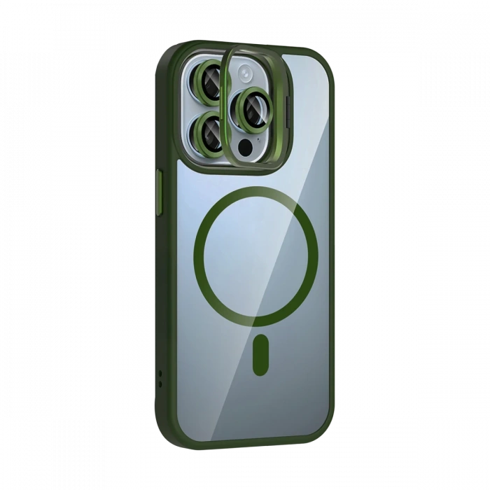 Joy Tekno Apple iPhone 15 Pro Max Remim Lensli Magsafe Standlı Kapak