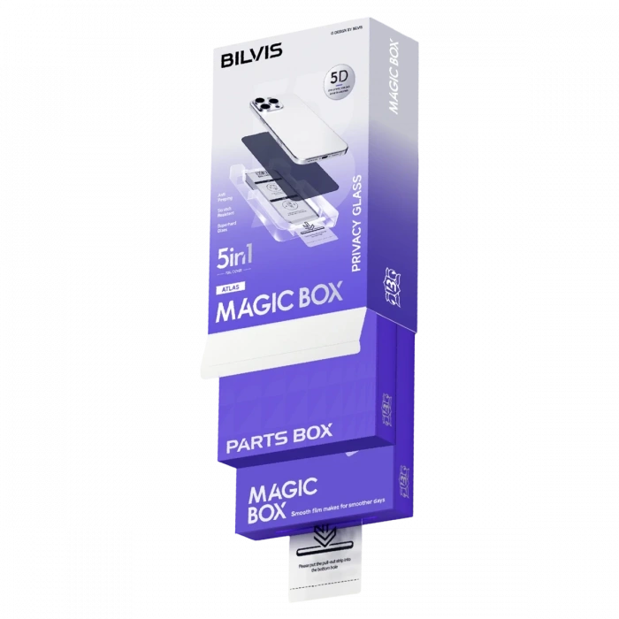 Joy Tekno Apple iPhone 16 Pro Bilvis 5in1 5D Magic Hayalet Cam Ekran Koruyucu - Siyah