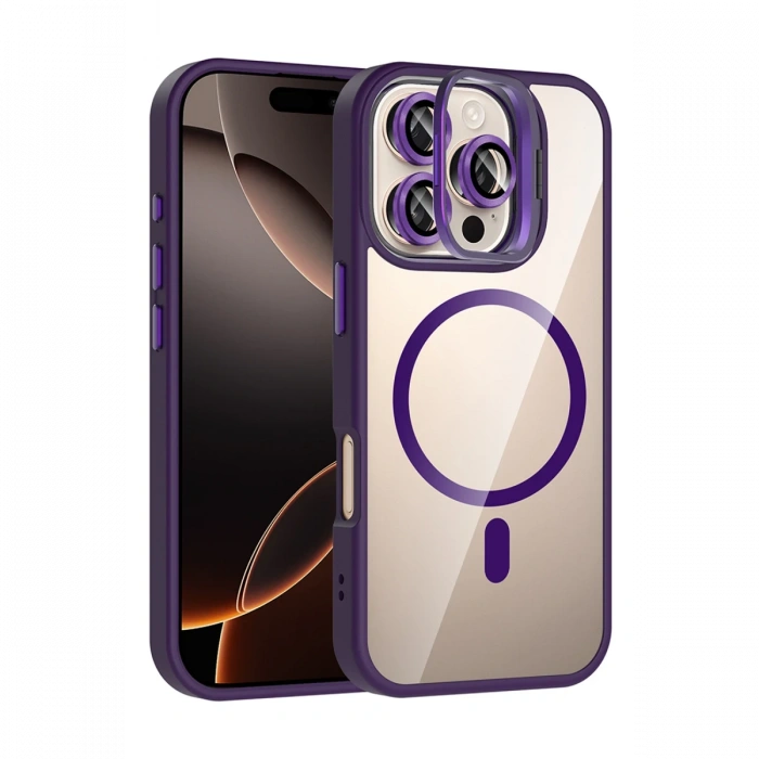 Joy Tekno Apple iPhone 16 Pro Max Remim Lensli Magsafe Standlı Kapak