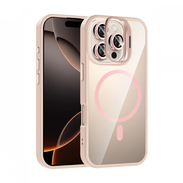 Joy Tekno Apple iPhone 16 Pro Max Remim Lensli Magsafe Standlı Kapak