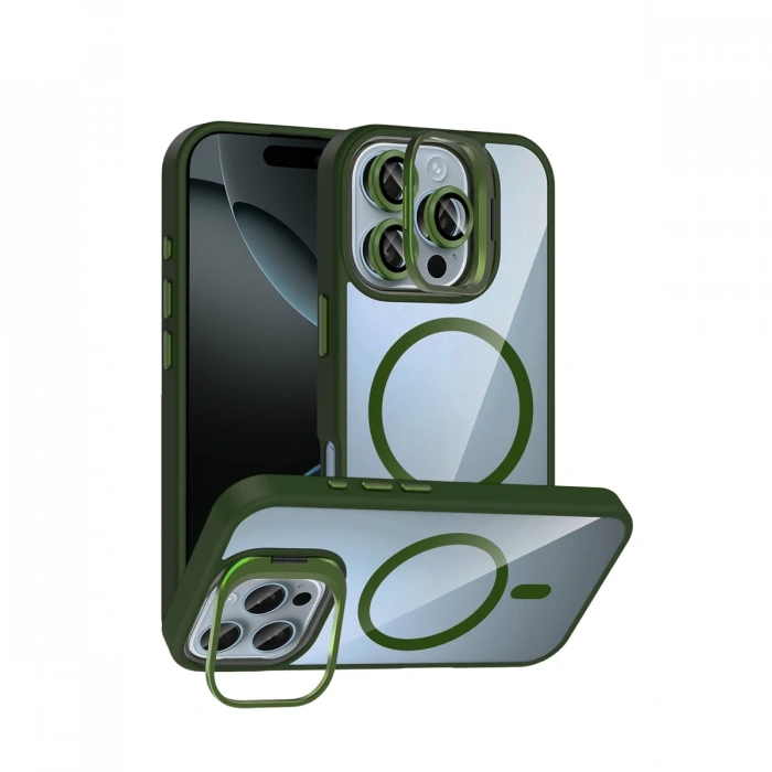 Joy Tekno Apple iPhone 16 Pro Max Remim Lensli Magsafe Standlı Kapak