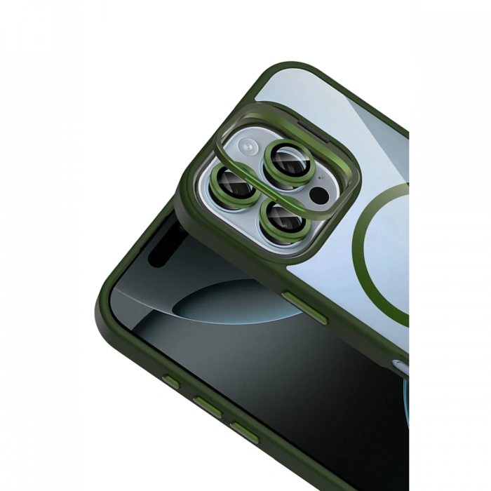 Joy Tekno Apple iPhone 16 Pro Max Remim Lensli Magsafe Standlı Kapak