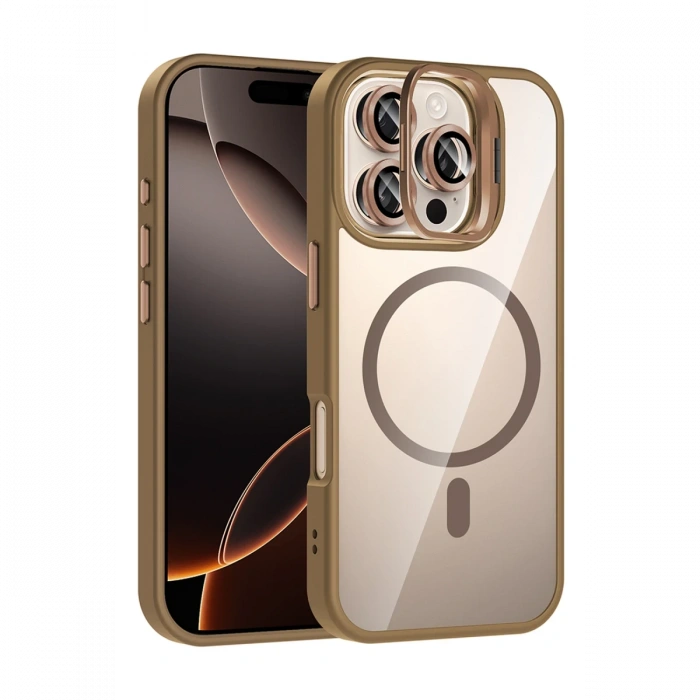 Joy Tekno Apple iPhone 16 Pro Remim Lensli Magsafe Standlı Kapak