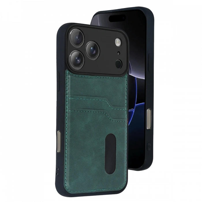 Joy Tekno Apple iPhone 17 Pro Max Sara Kartvizitli Deri Kılıf