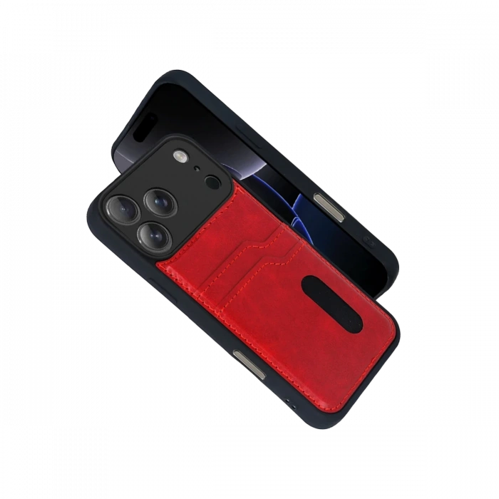 Joy Tekno Apple iPhone 17 Pro Max Sara Kartvizitli Deri Kılıf