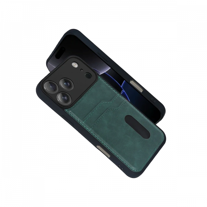 Joy Tekno Apple iPhone 17 Pro Max Sara Kartvizitli Deri Kılıf