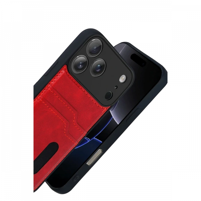 Joy Tekno Apple iPhone 17 Pro Max Sara Kartvizitli Deri Kılıf