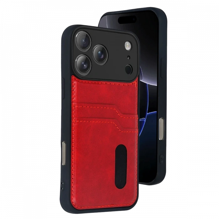 Joy Tekno Apple iPhone 17 Pro Sara Kartvizitli Deri Kılıf