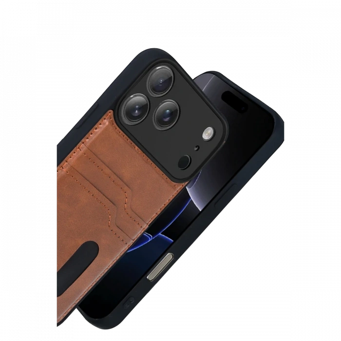 Joy Tekno Apple iPhone 17 Pro Sara Kartvizitli Deri Kılıf