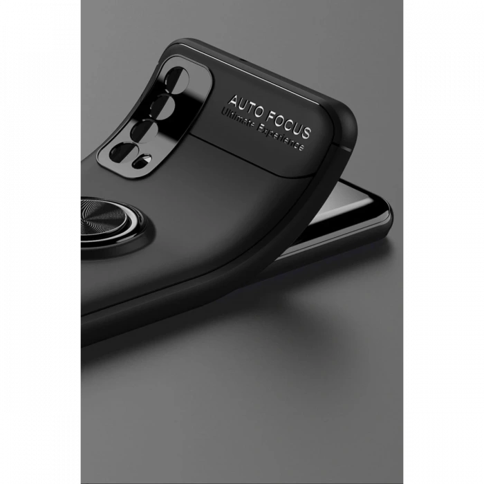 Joy Tekno Huawei P Smart 2021 Kılıf Range Yüzüklü Silikon - Siyah-Gold