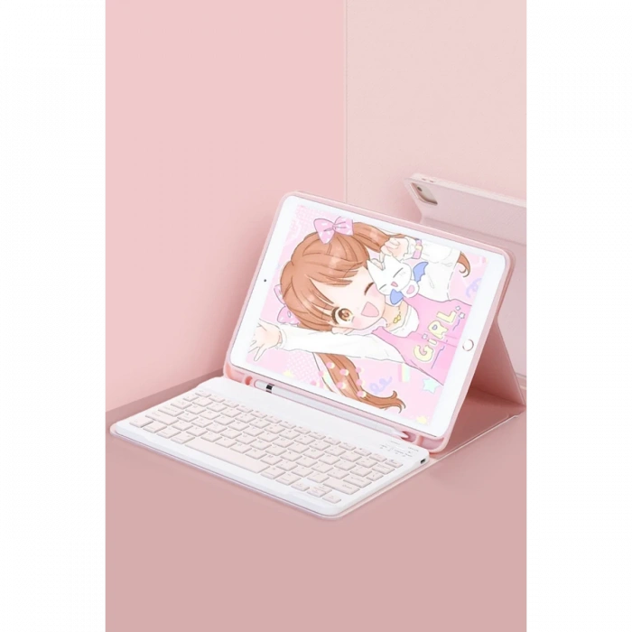 iPad 10.2 (9.nesil) Kılıf KC01 Smart Klavyeli Tablet Kılıfı