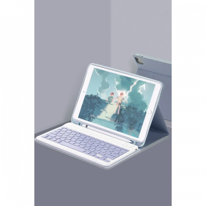 iPad 10.2 (9.nesil) Kılıf KC01 Smart Klavyeli Tablet Kılıfı