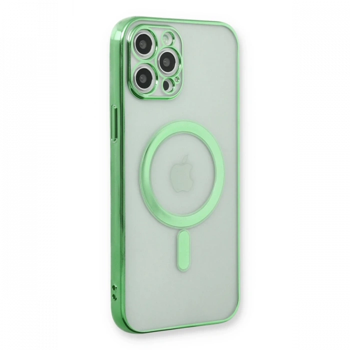 iPhone 12 Pro Kılıf Magneticsafe Lazer Silikon - Haki Yeşil