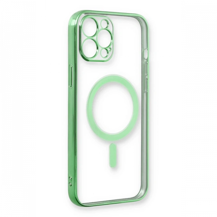 iPhone 12 Pro Kılıf Magneticsafe Lazer Silikon - Haki Yeşil