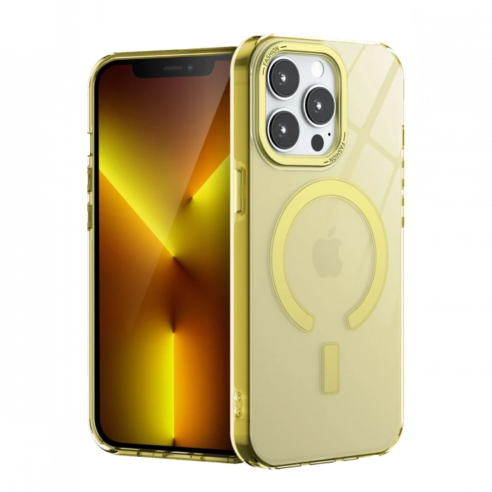 Joy Tekno iPhone 12 Pro Max Kılıf Troy Magsafe Kapak - Sarı