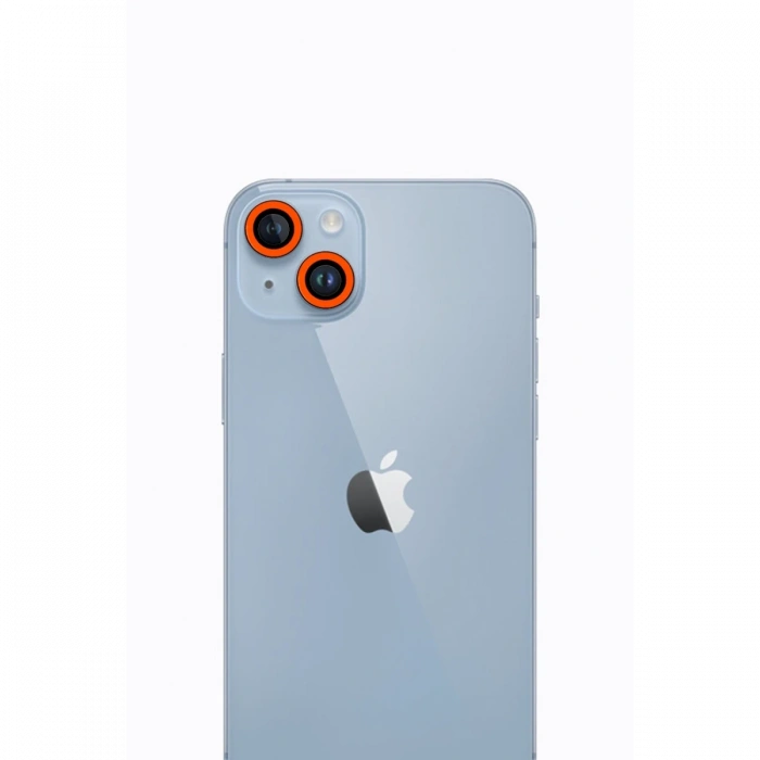 iPhone 13 Neon Fosforlu Kamera Lens - Turuncu