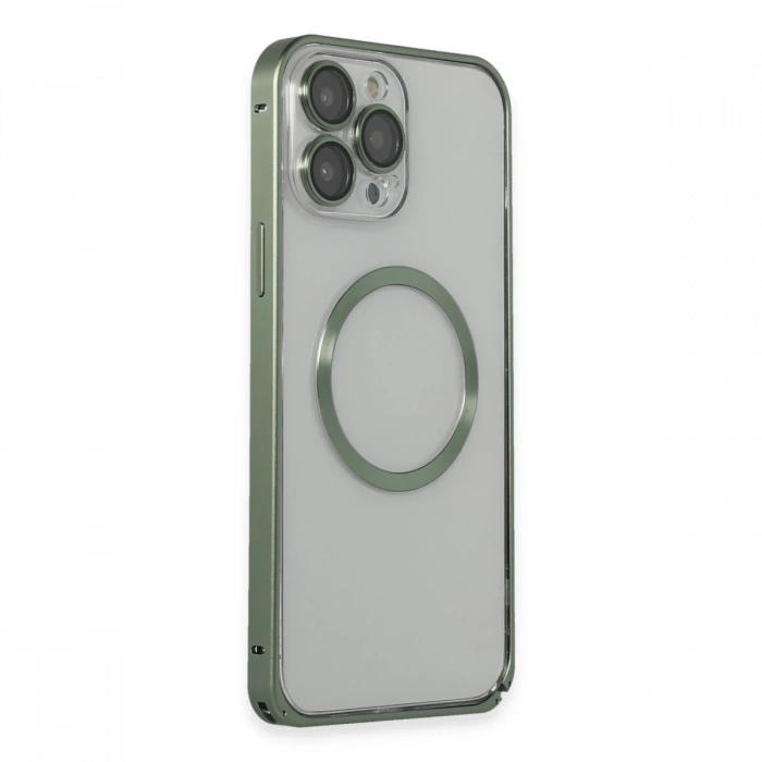 Joy Tekno iPhone 13 Pro Max Kılıf Metal Bumper Magneticsafe Kapak