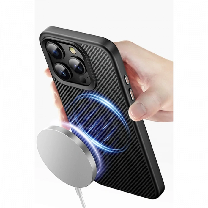Joy Tekno iPhone 14 Pro Dart Karbon Magsafe Kapak - Siyah