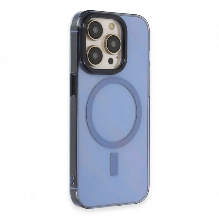 iPhone 14 Pro Kılıf Anka PC Magneticsafe Sert Metal Kapak - Sierra Blue