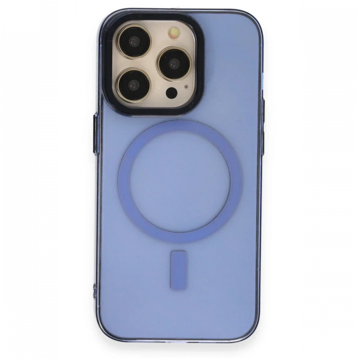 iPhone 14 Pro Kılıf Anka PC Magneticsafe Sert Metal Kapak - Sierra Blue