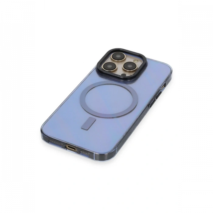 iPhone 14 Pro Kılıf Anka PC Magneticsafe Sert Metal Kapak - Sierra Blue