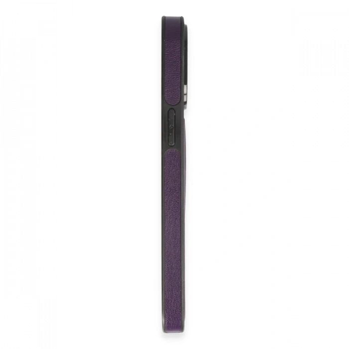 Joy Tekno iPhone 14 Pro Kılıf Ozzi Magsafe Deri Kapak - Derin Mor