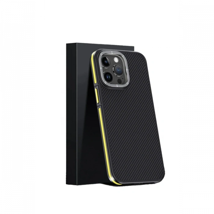 Joy Tekno iPhone 15 Pro Kılıf Aramid 600D Kevlar Karbon Fiber Magsafe Kapak