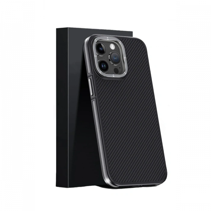 Joy Tekno iPhone 15 Pro Kılıf Aramid 600D Kevlar Karbon Fiber Magsafe Kapak