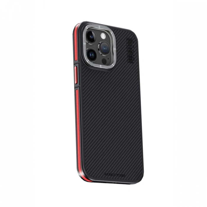 Joy Tekno iPhone 15 Pro Max Kılıf Aramid 600D Kevlar Karbon Fiber Magsafe Kapak
