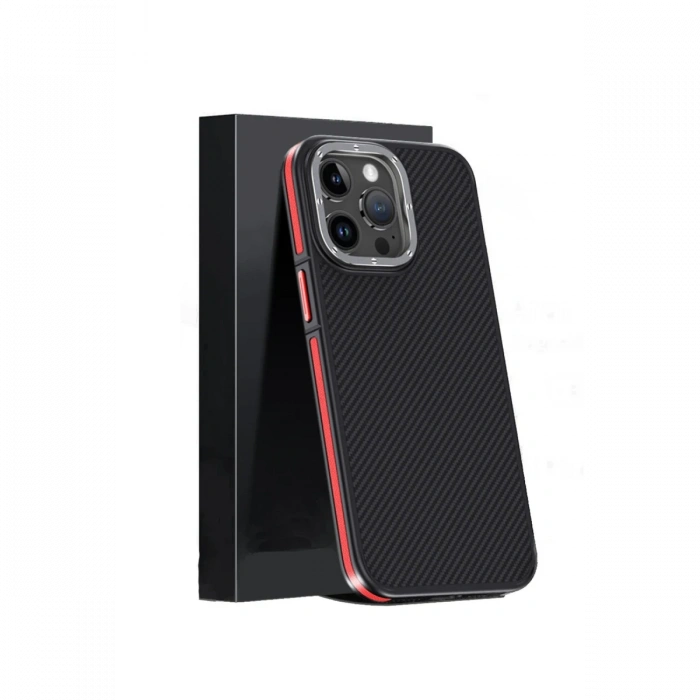 Joy Tekno iPhone 15 Pro Max Kılıf Aramid 600D Kevlar Karbon Fiber Magsafe Kapak