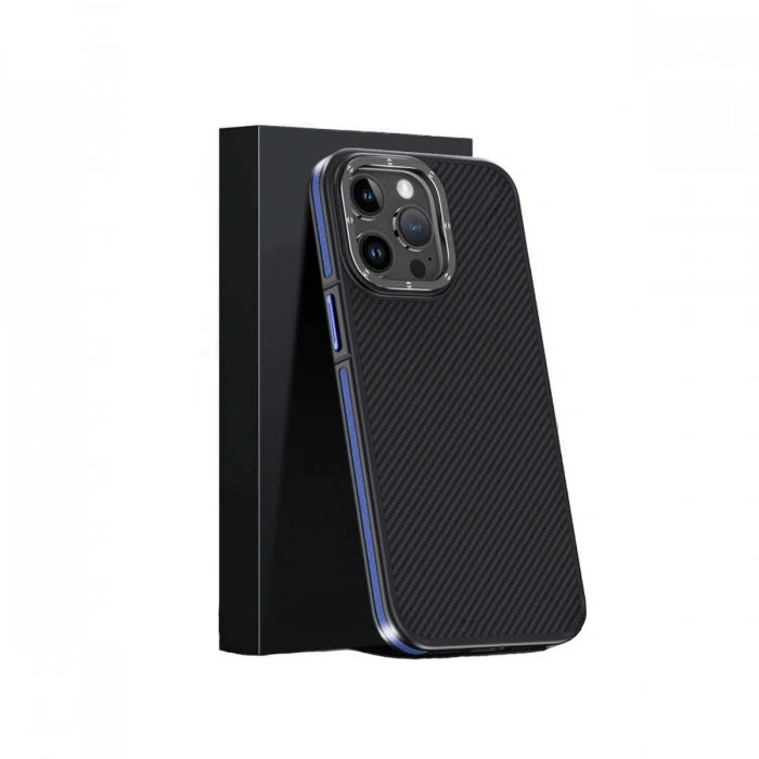 Joy Tekno iPhone 15 Pro Max Kılıf Aramid 600D Kevlar Karbon Fiber Magsafe Kapak