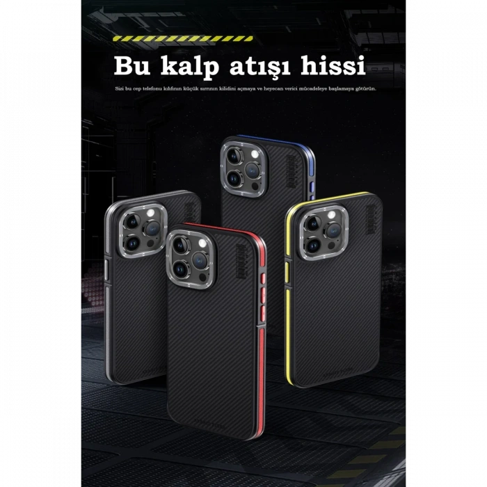 Joy Tekno iPhone 15 Pro Max Kılıf Aramid 600D Kevlar Karbon Fiber Magsafe Kapak