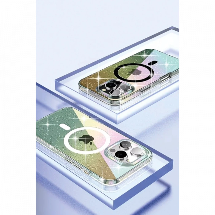 Joy Tekno iPhone 15 Pro Rasasi Simli Magsafe Kapak - Şeffaf