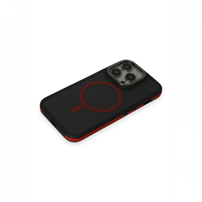 Joy Tekno iPhone 15 Pro Rocky Magsafe Kapak - Siyah-Kırmızı