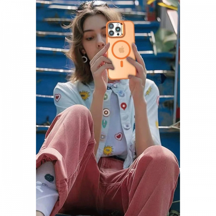 Joy Tekno iPhone 16 Pro Max Flet Lens Magsafe Kapak - Turuncu