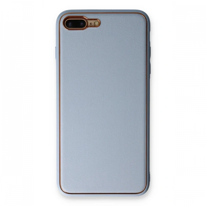 iPhone 7 Plus Kılıf Coco Deri Silikon Kapak - Açık Mavi