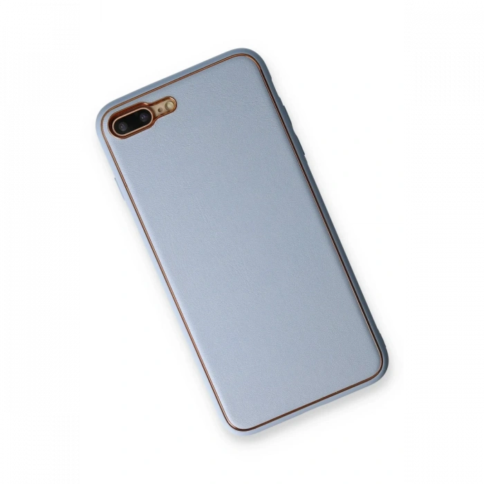 iPhone 7 Plus Kılıf Coco Deri Silikon Kapak - Açık Mavi